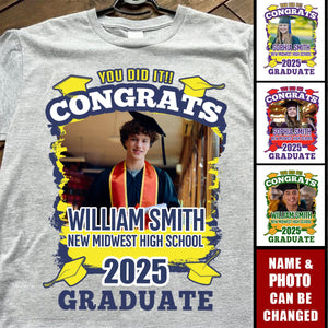 Custom Photo You Did It Congrats - Personalized Graduation Shirt