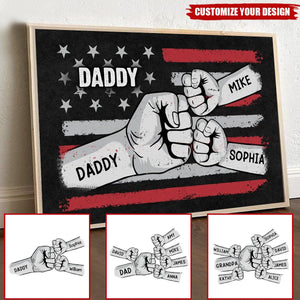 Dad Grandpa Fist Bump Nation Flag Personalized Poster