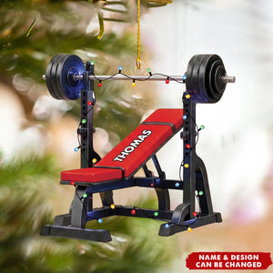 Personalized Weight Bench Christmas Gift, Personalized Workout Ornament