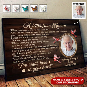 A Letter Sent From Heaven - Personalized Customized Poster - Memorial Gift For Family Members