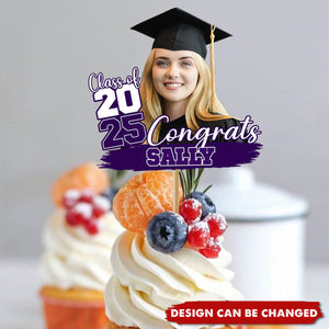 Custom Photo From Cap To Capital - Family Personalized Custom Cake Toppers - Graduation Gift For Brothers, Sisters
