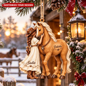 Personalized Horse Christmas Ornament - With The Girl's And Horse's Names