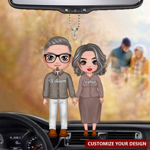 Old Young Doll Couple Annoying Each Other Personalized Acrylic Ornament