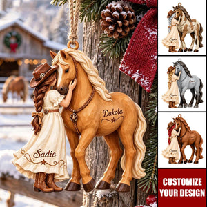 Personalized Horse Christmas Ornament - With The Girl's And Horse's Names