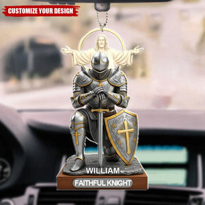 Christian Faithful Knight Car Ornament - Personalized Gifts For Christian