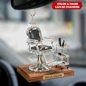Salon Barber Chair - Personalized Acrylic Car Ornament, Gift for Hairstylist, Barber, Beauty Lover