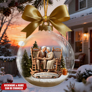 Old Couple Growing Old Together Since - Personalized Christmas Acrylic Ornament