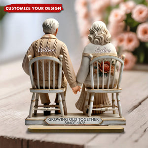 Couple Sitting Together Personalized Standing Wooden Plaque
