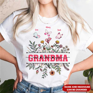 Wildflower Grandma We Love You - Personalized Shirt - Gift For Mom, Grandma