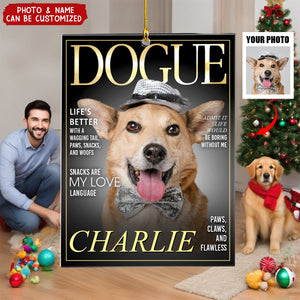 Custom Photo Pet Dogue Magazine - Personalized Acrylic Ornament, Gifts For Dog Lovers, Cat Lovers