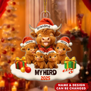 Grandma Grandkids Highland Cow Personalized Acrylic Ornament