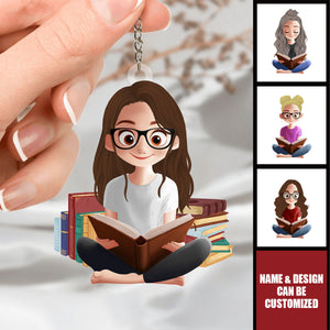 A Girl Loves Reading Books - Personalized Acrylic Keychain