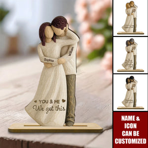 You Are My Happy Place - Couple Personalized Standing Wooden Plaque