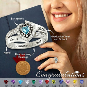 Every end is a new beginning - Personalized Birthstone Ring, Gift for Graduation