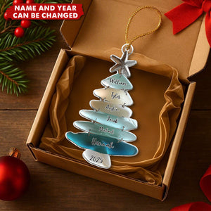 Family Sea Glass Christmas Tree - Personalized Christmas Acrylic Ornament