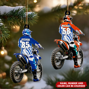 Motocross Racer - Personalized Christmas Acrylic Ornament