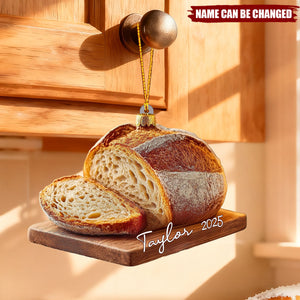 Personalized Sourdough Bread Ornament, Rustic Acrylic Christmas Gift