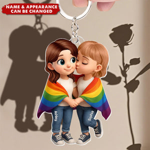 Pride Month LGBT Couple Love Is Love Personalized Acrylic Keychain