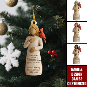 Always With You Cardinal & Woman Personalized Christmas Acrylic Ornament, Memorial Sympathy Gift