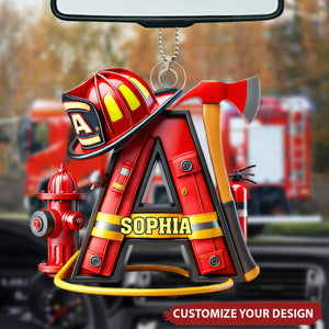 Alphabet Firefighter - Personalized Acrylic Car Ornament