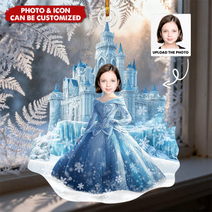 Custom Face Ice Princess - Personalized Acrylic Photo Ornament, Gifts For Daughter, Girl, Kids