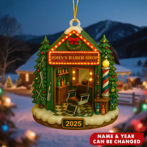 Celebrate Your Favorite Barber With A Barber Shop Design - Personalized Wooden Ornament