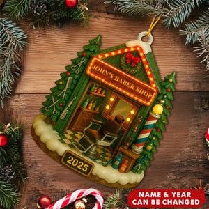 Celebrate Your Favorite Barber With A Barber Shop Design - Personalized Wooden Ornament