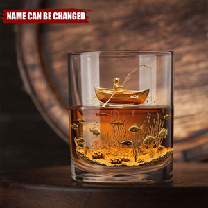 Fishing Man - Personalized Whiskey Glass, Gifts For Fishing Lovers