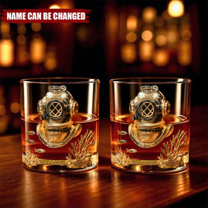 Scuba Diving Lovers Gift - Personalized Scuba Diving Whiskey Glass