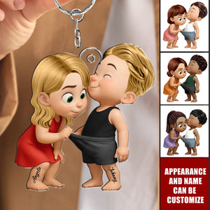 Funny Cute Cartoon Couple Personalized Acrylic Keychain