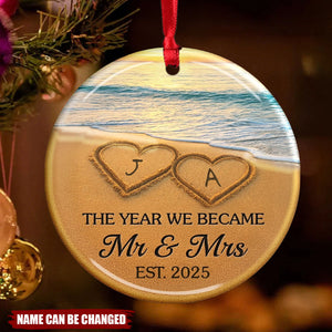 Custom Ceramic Ornament - Personalized Anniversary Christmas Ornament