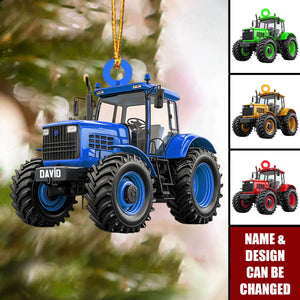Custom Name Tractor Christmas Personalized Ornament