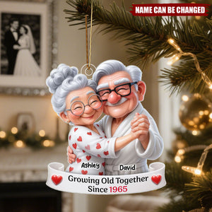 Growing Old Together Personalized Old Couple Dancing Acrylic Ornament