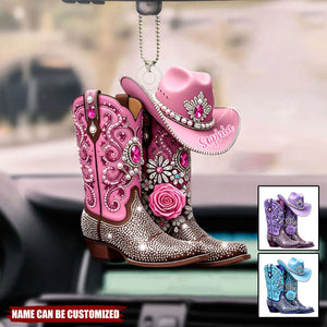 Cowgirl Boots - Personalized Acrylic Car Ornament