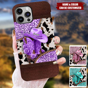 Western Cowgirl Boot - Personalized Cowgirl Full Print Phone Case
