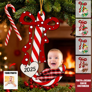 Baby’s First Christmas Ornaments Lovely Candy - Personalized Acrylic Photo Ornament