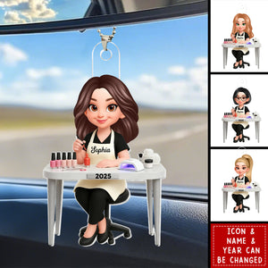 Nail Technician - Personalized Acrylic Car Ornament - Gift For Nail Technician, Nails Decor, Beauty Salon, Woman, Girl