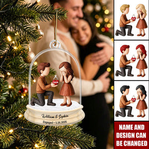 Personalized Proposal Engagement Ornament, First Christmas Gift For Couple, Wedding Decor