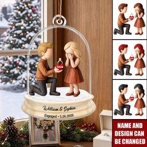 Personalized Proposal Engagement Ornament, First Christmas Gift For Couple, Wedding Decor