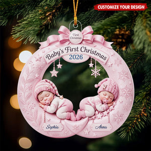 Twins First Christmas Ornament 2026 - Personalized Newborn Gift