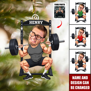 Personalized Gym Photo Ornament, Workout Ornament