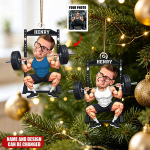 Personalized Gym Photo Ornament, Workout Ornament