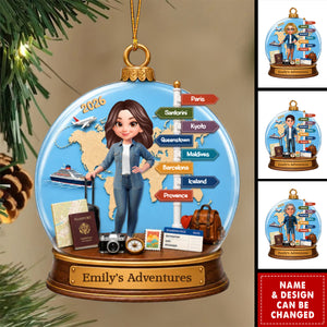 Traveling Destination Travel Adventure - Personalized Acrylic Christmas Ornament
