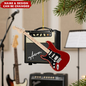 Custom Guitar Christmas Ornament, Christmas Guitar Player Ornament