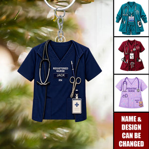 Personalized Nurse Scrubs Acrylic Keychain, Custom Name Medical Uniform