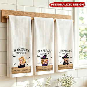Wickedly Delicious Witch Kitchen Stirring Up Some Magic - Personalized Kitchen Towel