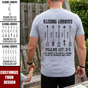 Raising Arrows Christian Father's Day Gift For Dad, Husband With Kids' Names - Personalized Shirt