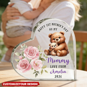 Personalized Happy 1st Mother's Day Cute Animal Heart-shape Acrylic Plaque