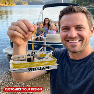 Custom Boat Acrylic Christmas Ornament, Gift For Pontoon Enthusiasts