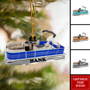 Custom Boat Acrylic Christmas Ornament, Gift For Pontoon Enthusiasts